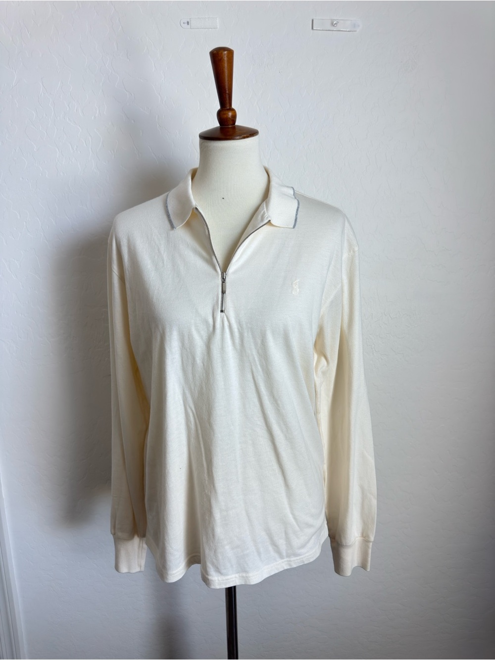 Ralph Lauren Cream Half-Zip Polo Sweater